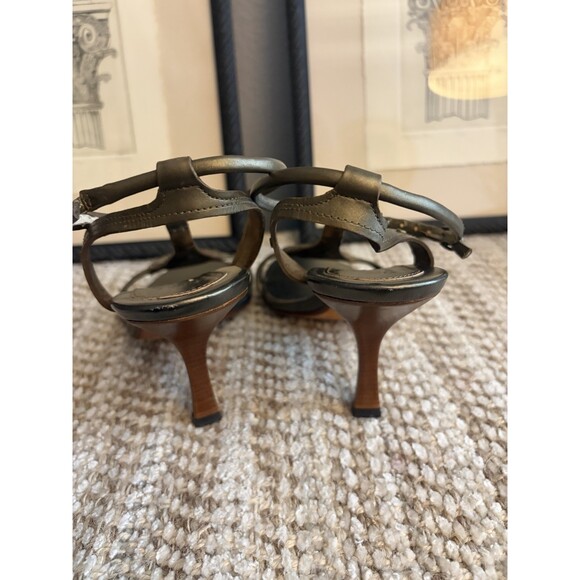 Womens COLE HAAN Green Leather Slides Slingback Heels Sandals Size 7 B - Picture 5 of 7